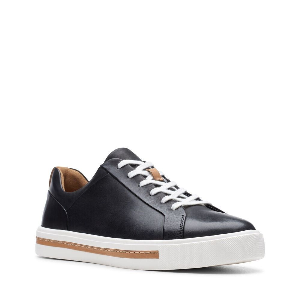 CLARKS Un Maui Lace Black Leather Sneakers Sz 6‎